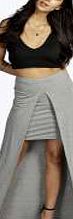 boohoo Slit Front Maxi Skirt - grey marl azz06319