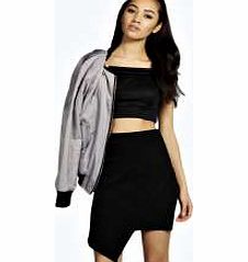 boohoo Soft Textured Wrap Skirt - black azz13140