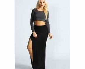 boohoo Soraya Thigh High Split Jersey Maxi Skirt -