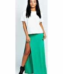 boohoo Soraya Thigh High Split Maxi Skirt - bright