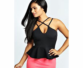 Strappy Peplum Top - black azz27596
