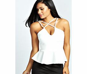 Strappy Peplum Top - ivory azz27596