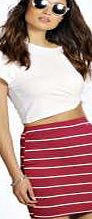 boohoo Stripe Bodycon Mini Skirt - burgundy azz04887