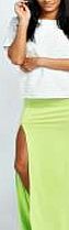 boohoo Thigh High Split Maxi Skirt - lime azz36026