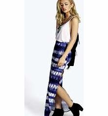 boohoo Tie Dye Split Side Maxi Skirt - blue azz09511