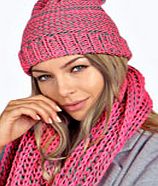 boohoo Two Colour Heavy Knit Bobble Hat - pink azz24539