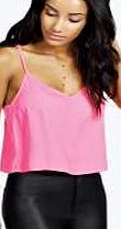 V Neck Crop Woven Cami - pink azz35070