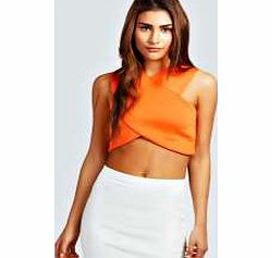 V Neck Racer Crop Top - orange azz24113