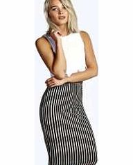 boohoo Vertical Stripe Midi Skirt - black azz07701