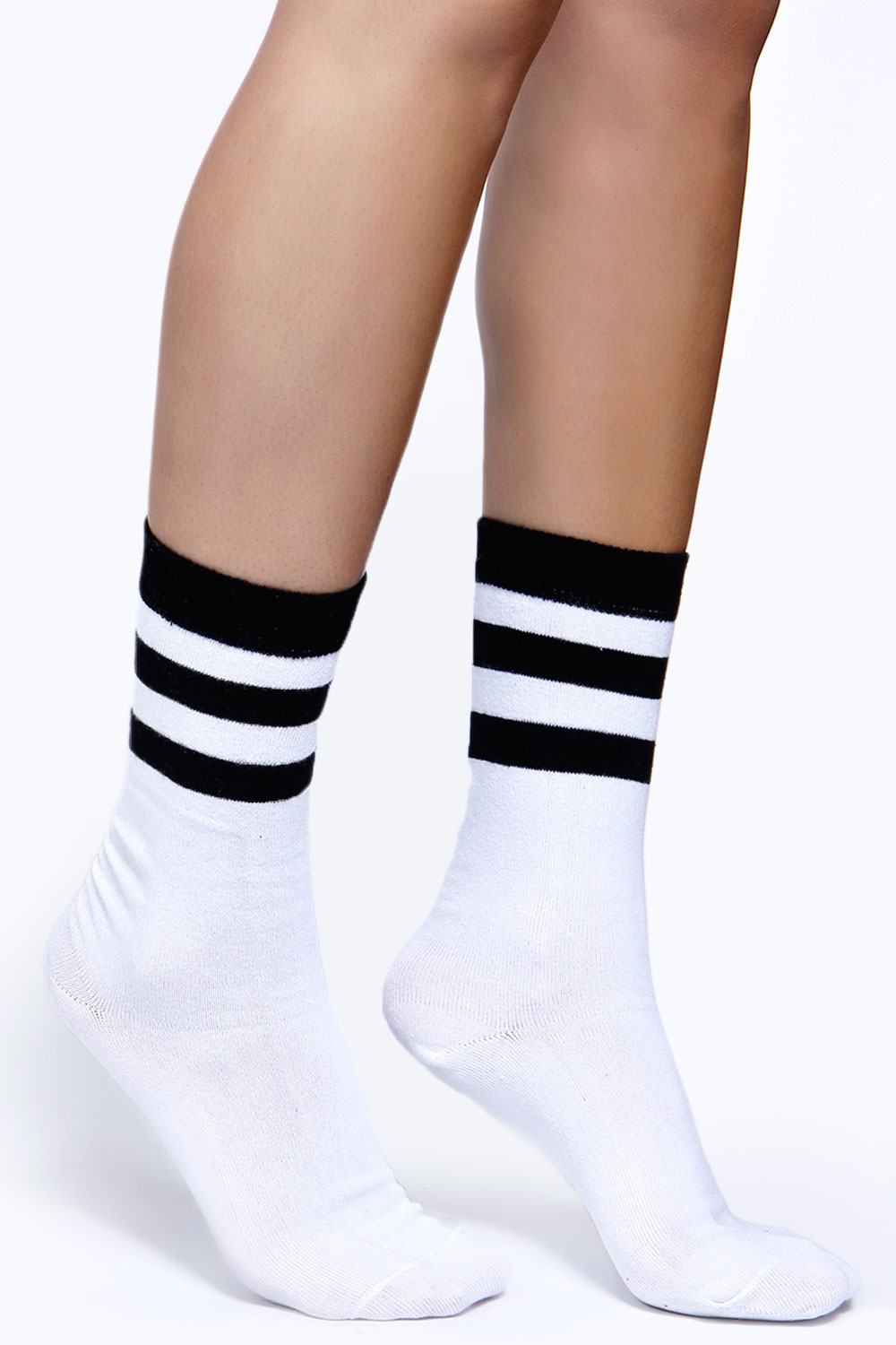 Victoria Striped Ankle Socks - white