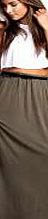 boohoo Viscose Jersey Belted Maxi Skirt - khaki azz33313