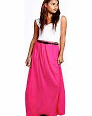 boohoo Vivian Viscose Jersey Belted Maxi Skirt - cerise