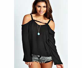 boohoo Willow Cut Out Detail Blouse - black azz27881