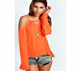 boohoo Willow Cut Out Detail Blouse - orange azz27881