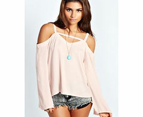 boohoo Willow Cut Out Detail Blouse - pink azz27881