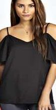 boohoo Woven Strappy Open Shoulder Blouse - black
