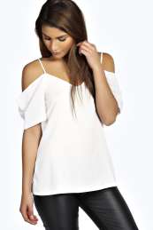 boohoo Woven Strappy Open Shoulder Blouse - ivory