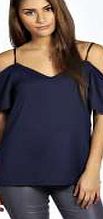 boohoo Woven Strappy Open Shoulder Blouse - navy azz42623
