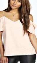 boohoo Woven Strappy Open Shoulder Blouse - nude azz42623