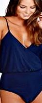 Wrap Front Bodysuit - navy azz31016