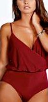 Wrap Front Bodysuit - plum azz31016