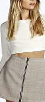 boohoo Zip Through A Line Mini Skirt - beige azz09143