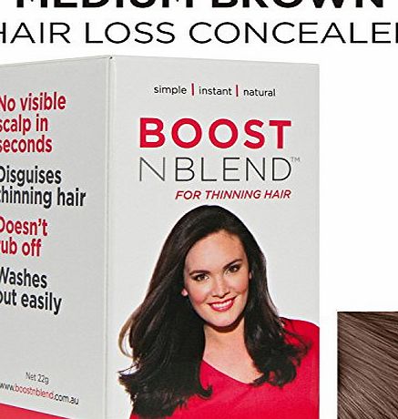 BOOSTnBLEND Medium Brown Hair Loss Scalp Concealer for Women with thinning hair. Cover up Visible Scalp with the BEST female hair loss and thinning treatment 22g