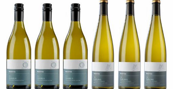 Booths French White Mixed Case 3 Chablis 3 Riesling Wine 75 cl (Case of 6)