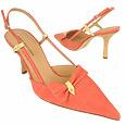 Coral Croco-style Leather Slingback Pump Shoes