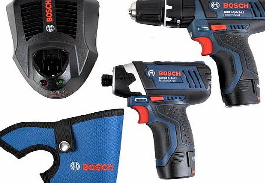 Bosch Professional Bosch 10.8 V Professional Cordless Twin Kit (Includes 2 x 2.0 Ah Lithium Ion Batteries)