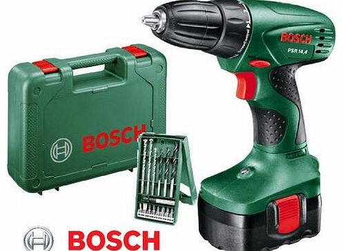 Bosch PSR 14.4V Cordless Drill Driver plus 15 Piece Accessory Set (1x Battery)