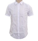Hugo Boss Lilac and White Stripe Short Sleeve Shirt (Casse E)