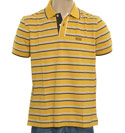 Hugo Boss Mustard Yellow and Black Striped Pique Polo Shirt (Janis)