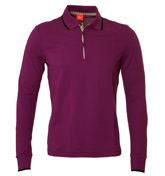 Hugo Boss Purple Long Sleeve Pique Polo Shirt