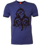 Hugo Boss Royal Blue T-Shirt with Printed Design