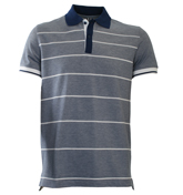 Janis 40 Blue and White Pique Polo Shirt
