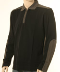 Boss Mens Black & Dark Grey 1/4 Zip Long Sleeve Polo Shirt - Orange Label