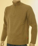 Boss Mens Camel 1/4 Zip Wool Sweater - Orange Label