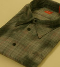 Boss Mens Grey Check Long Sleeve Cotton Mix Shirt - Orange Label