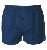 Woven Stretch Dark Blue Slim Fit Boxer Shorts