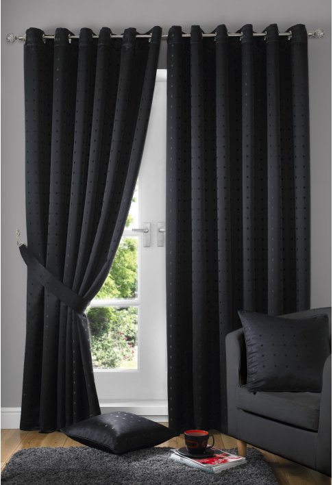 Black Eyelet Lined Curtains