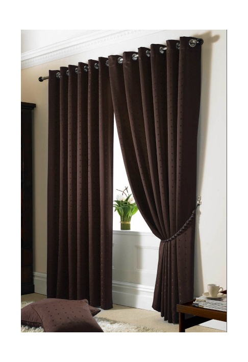 Chocolate Eyelet Lined Curtains
