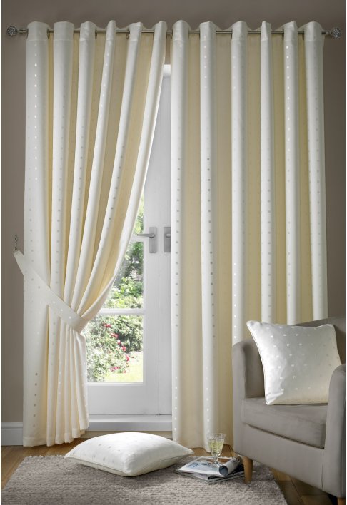 Cream Eyelet Lined Curtains