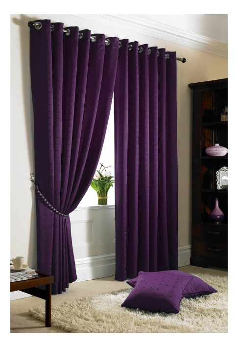 Purple Eyelet Lined Curtains