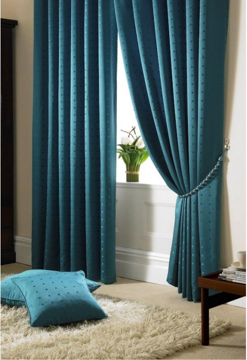 Boston Teal - Tape Heading - Lined Curtains