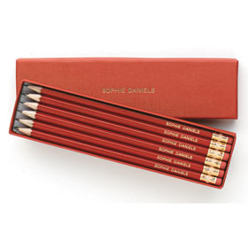 Box of Red Named Pencils
