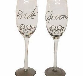 Bride/ Groom Traditional Champagne Flute, Double