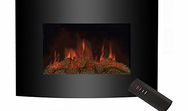 900W/1800W LED Flame Effect Adjustable Electric Fire Fireplace Wall Mount Stove Heater (Plasma Style) with Black Glass Screen , Remote / Manual Control , FREE Fixing Tools