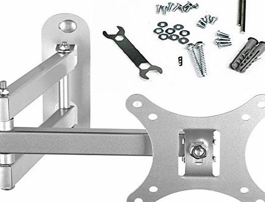 BPS Tilt amp; Swivel TV Wall Mount Bracket with Arm (Silver) for 10-30 Inch LED LCD Plasma Widescreen Full HD LED Freeview HD TV Screen Monitor, Max Load Lapacity 66lbs, VESA 100x100mm 75x75mm