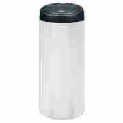 30L white touch bin with black lid